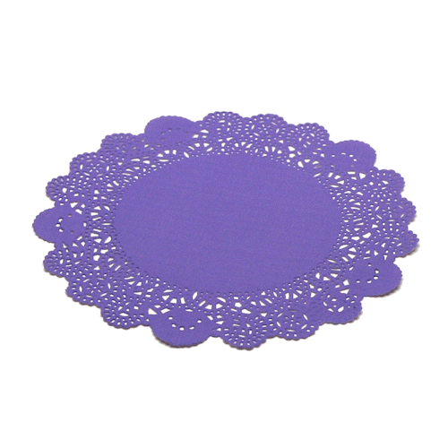 Pastry Tek Round Purple Paper Doilies - Lace - 8" x 8" - 100 count box