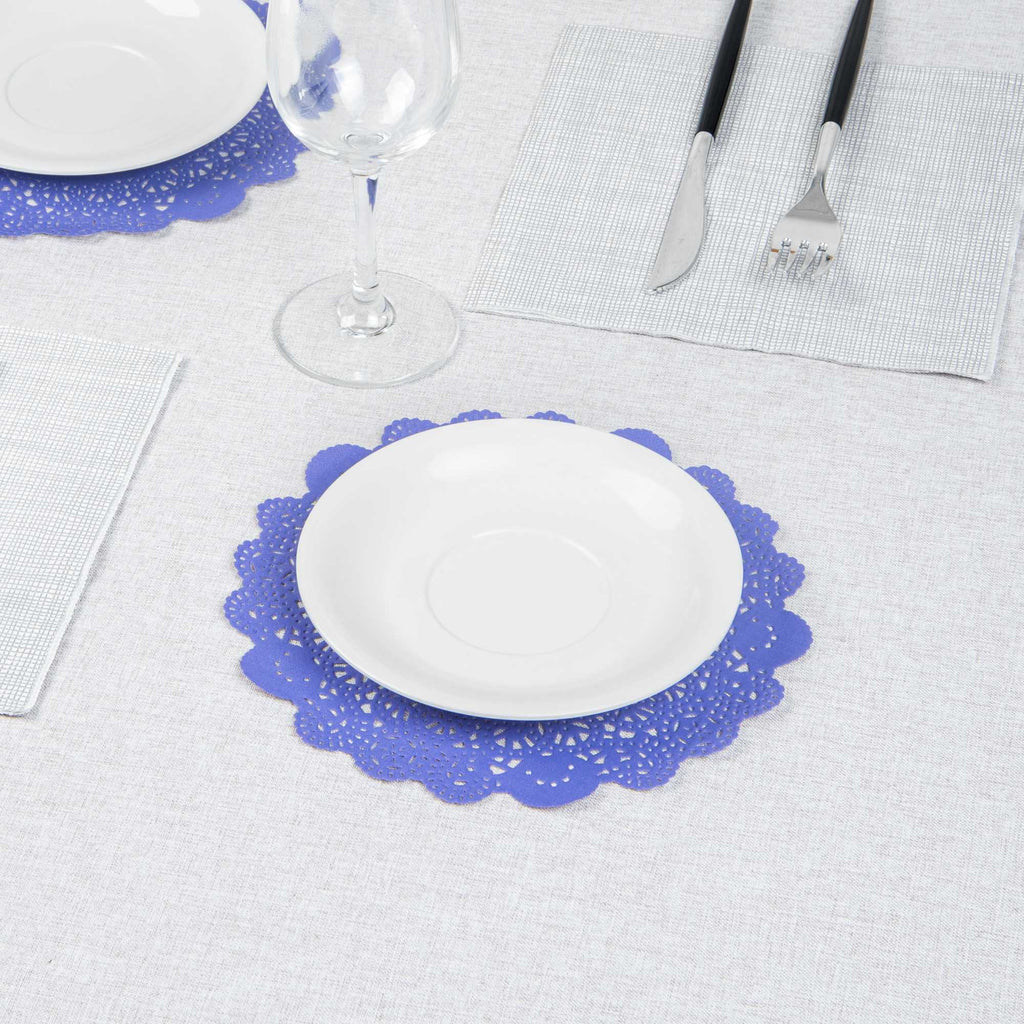 Pastry Tek Round Purple Paper Doilies - Lace - 8" x 8" - 100 count box
