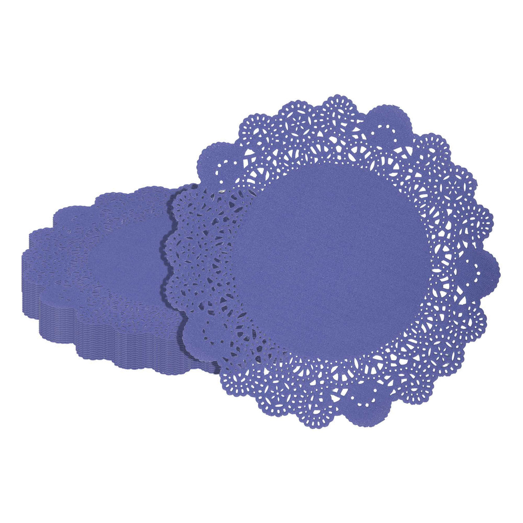 Pastry Tek Round Purple Paper Doilies - Lace - 8" x 8" - 4000 count box