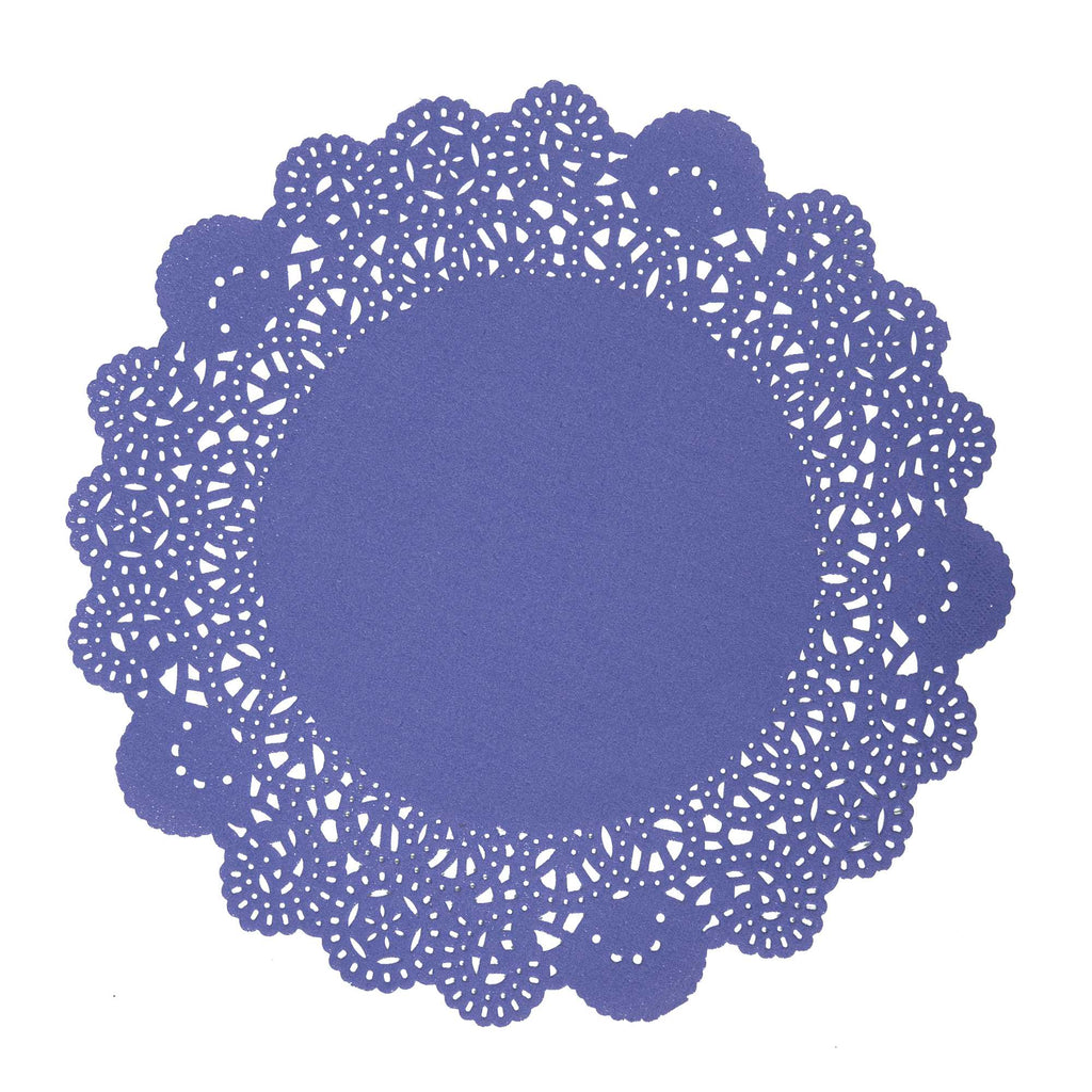 Pastry Tek Round Purple Paper Doilies - Lace - 8" x 8" - 4000 count box