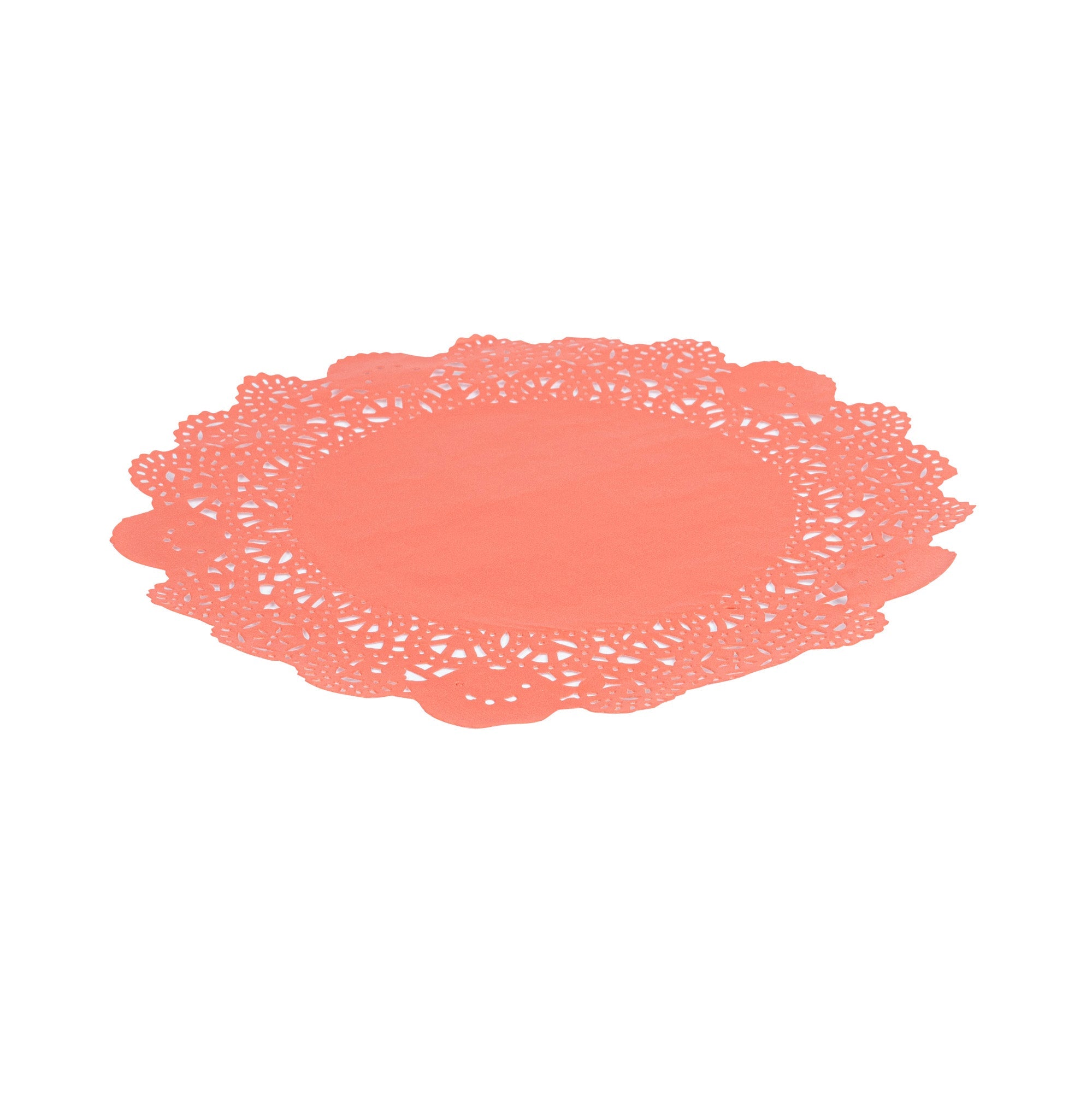 Pastry Tek Round Red Paper Doilies - Lace - 8" x 8" - 100 count box