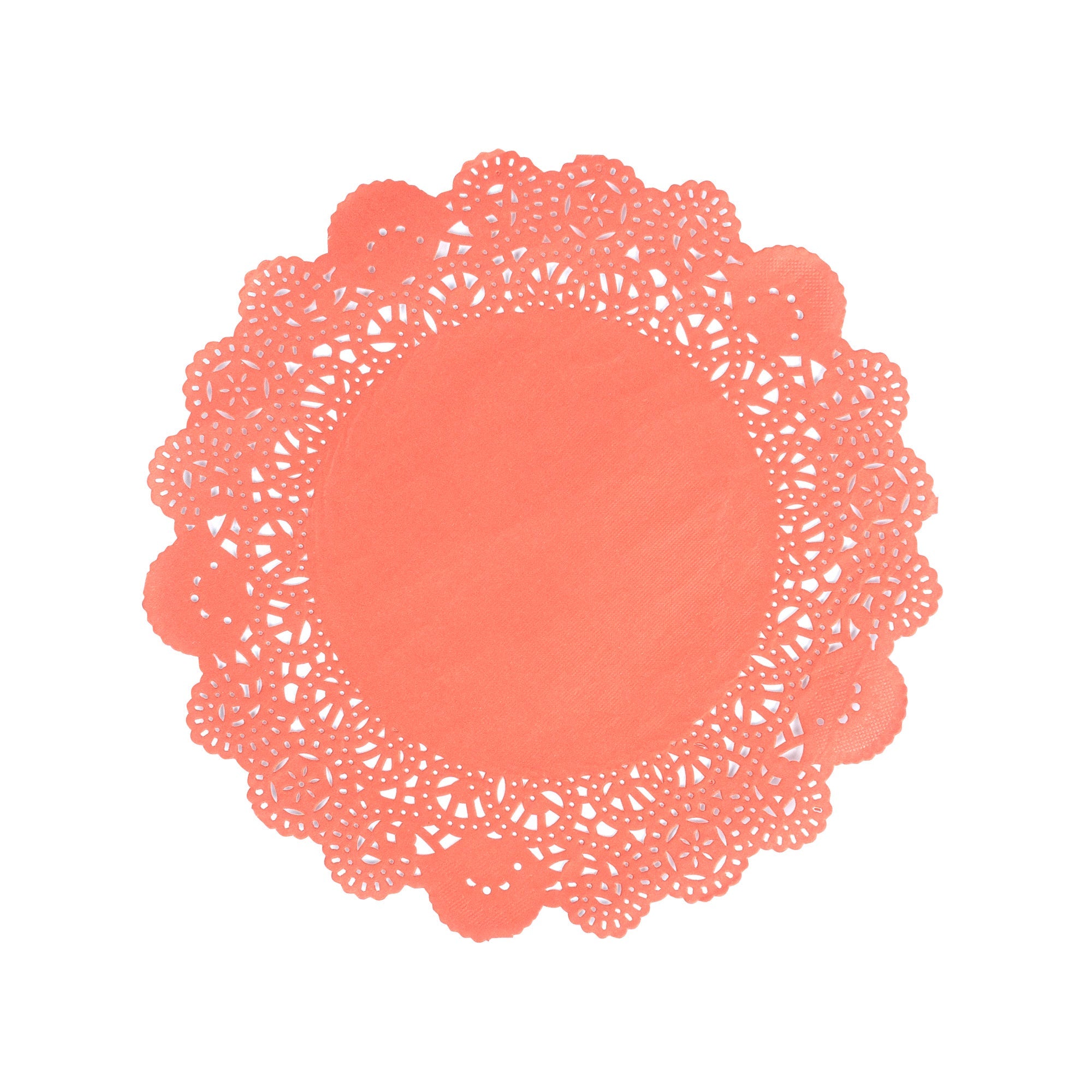 Pastry Tek Round Red Paper Doilies - Lace - 8" x 8" - 4000 count box