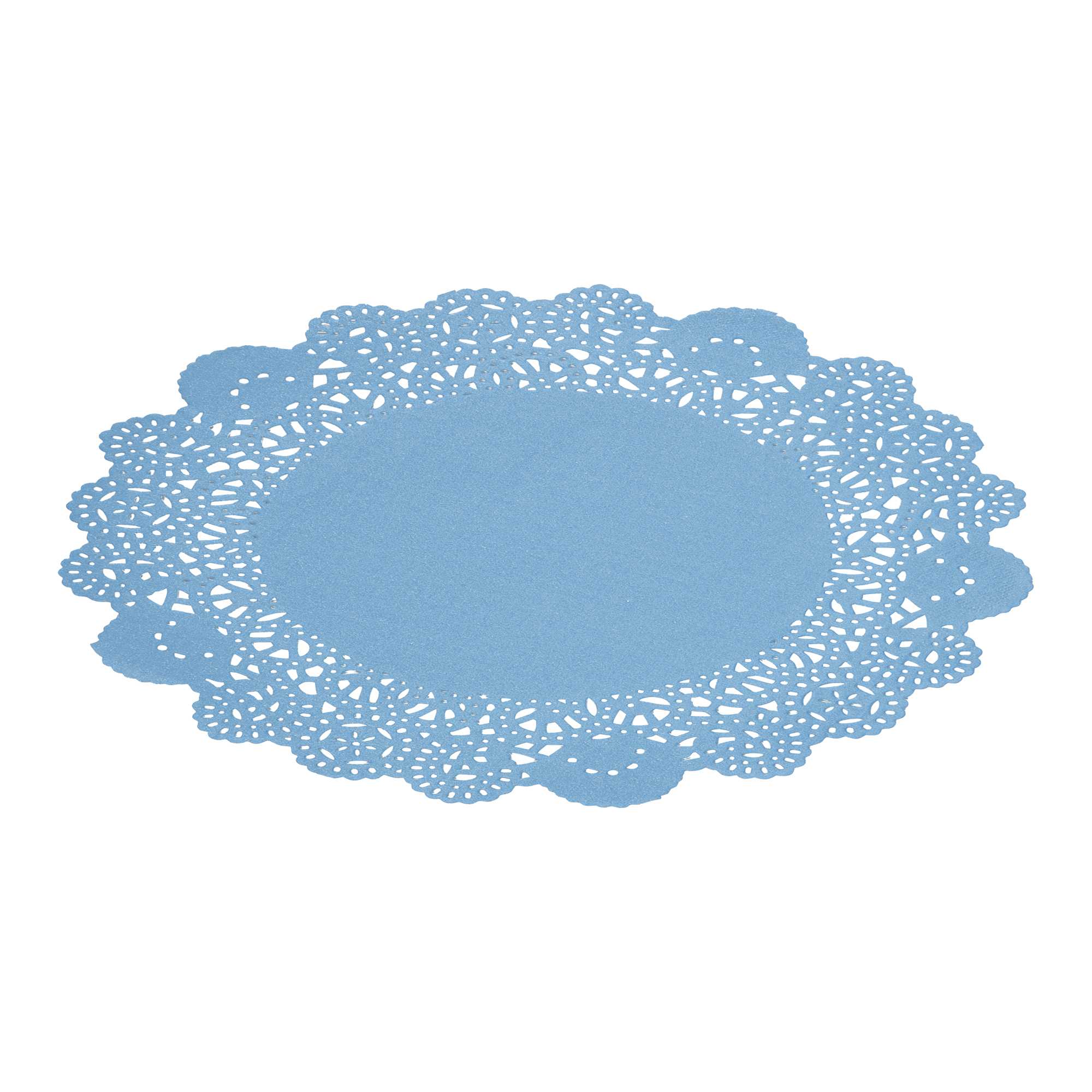 Pastry Tek Round Sky Blue Paper Doilies - Lace - 8" x 8" - 100 count box