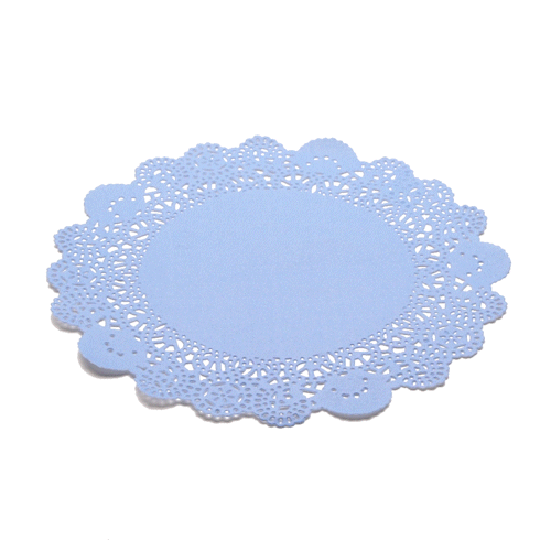 Pastry Tek Round Sky Blue Paper Doilies - Lace - 8" x 8" - 100 count box