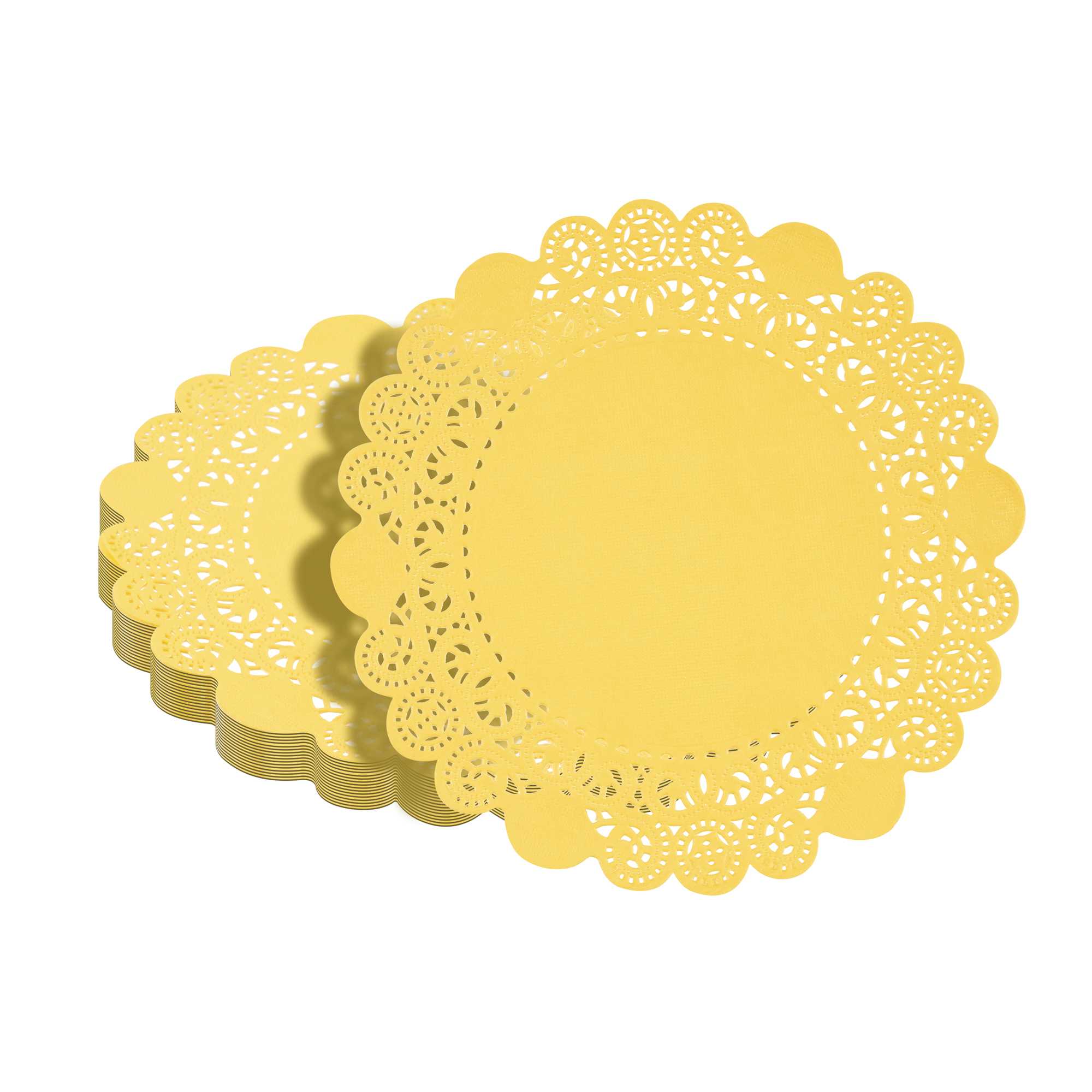 Pastry Tek Round Orange Paper Doilies - Lace - 8" x 8" - 100 count box