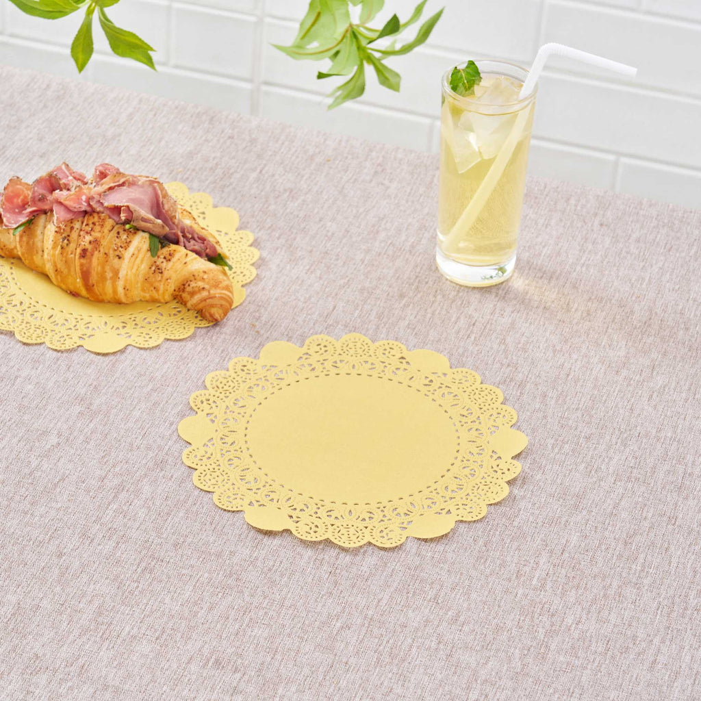 Pastry Tek Round Orange Paper Doilies - Lace - 8" x 8" - 100 count box