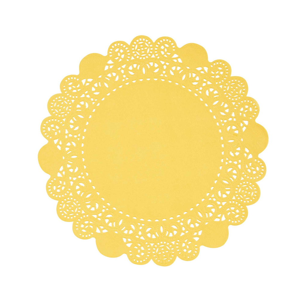 Pastry Tek Round Orange Paper Doilies - Lace - 8" x 8" - 100 count box