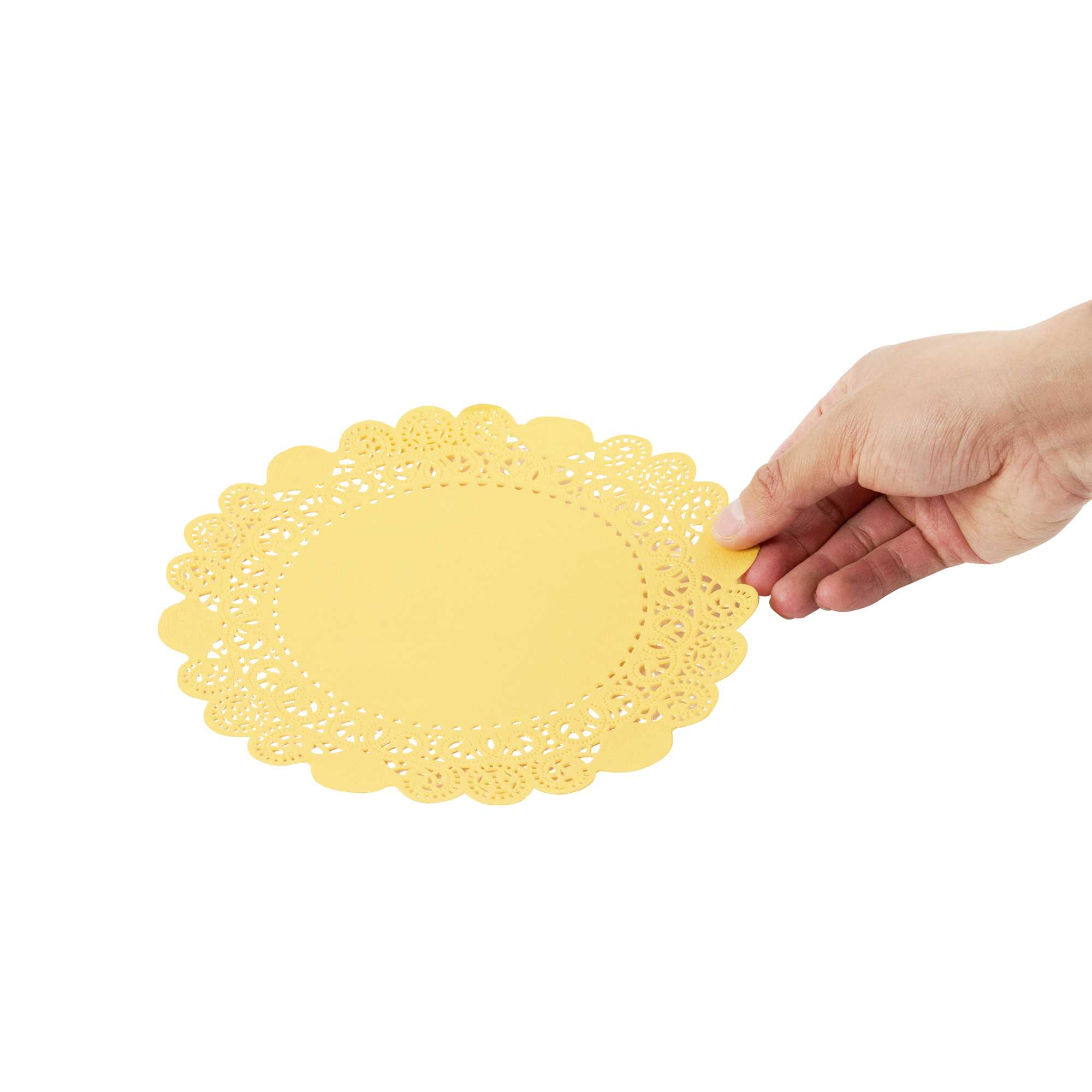 Pastry Tek Round Orange Paper Doilies - Lace - 8" x 8" - 4000 count box