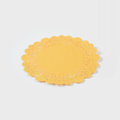 Pastry Tek Round Orange Paper Doilies - Lace - 8" x 8" - 4000 count box
