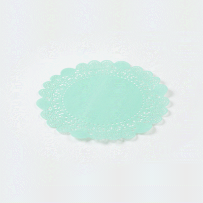 Pastry Tek Round Teal Paper Doilies - Lace - 8" x 8" - 4000 count box