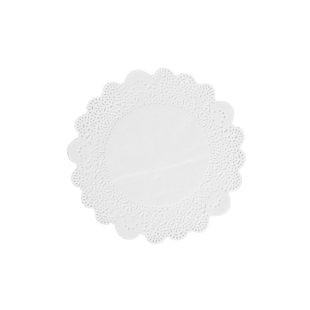 Pastry Tek Round White Paper Doilies - Lace - 8" x 8" - 100 count box