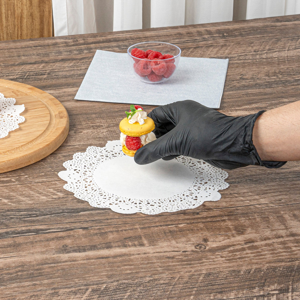 Pastry Tek Round White Paper Doilies - Lace - 8" x 8" - 100 count box
