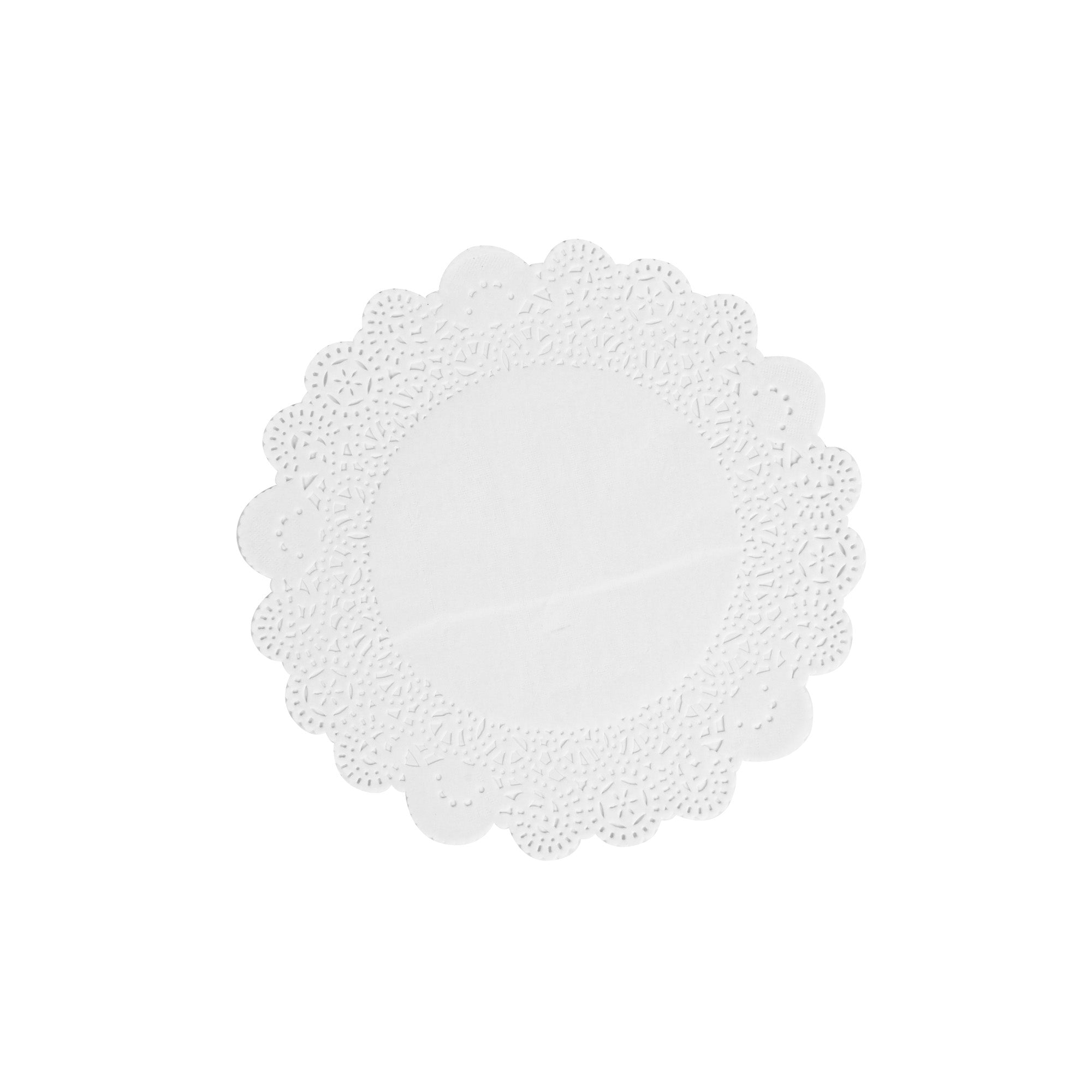 Pastry Tek Round White Paper Doilies - Lace - 8" x 8" - 4000 count box