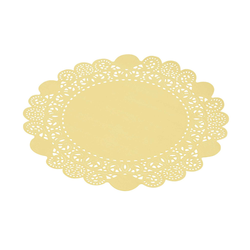 Pastry Tek Round Yellow Paper Doilies - Lace - 8" x 8" - 4000 count box