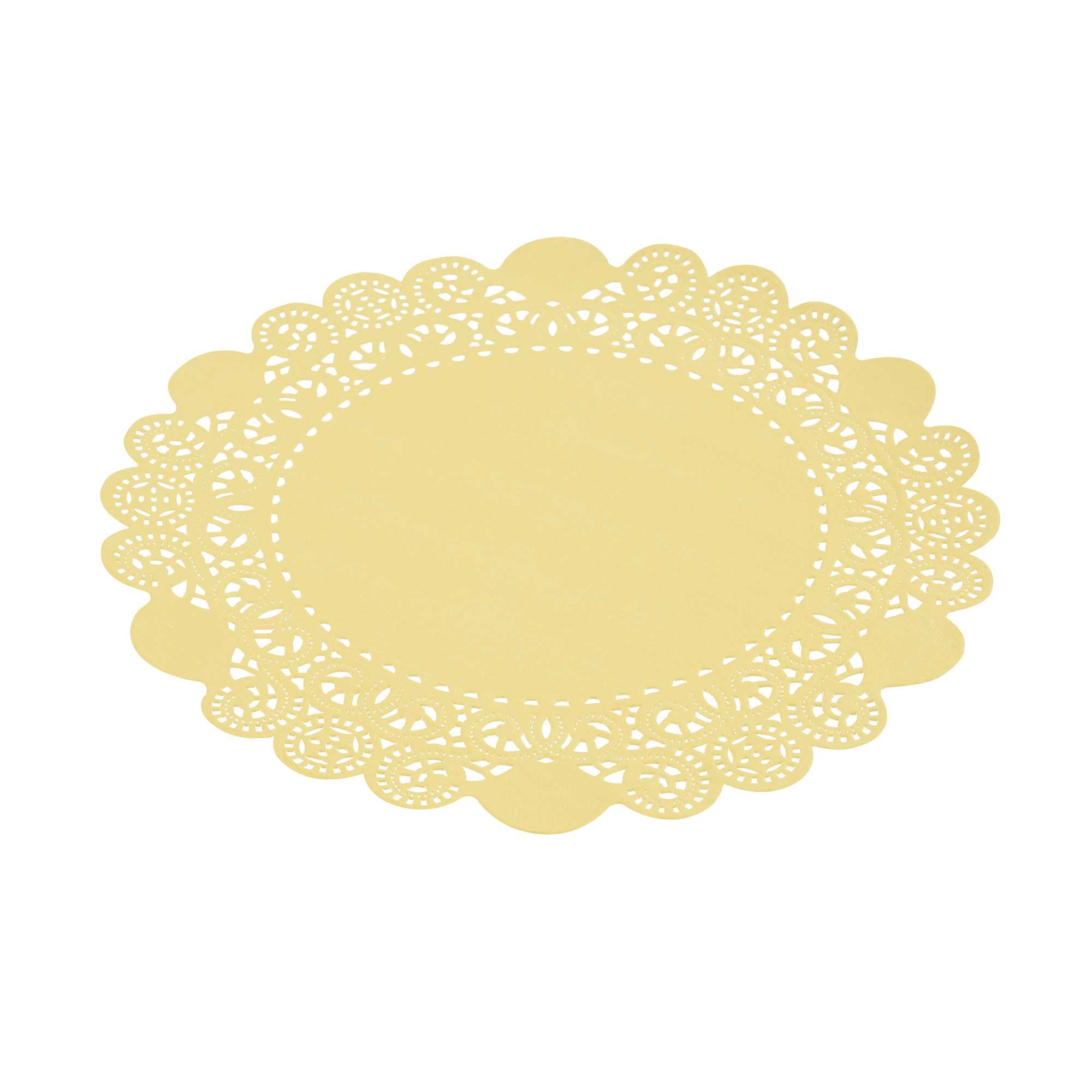 Pastry Tek Round Yellow Paper Doilies - Lace - 8" x 8" - 100 count box