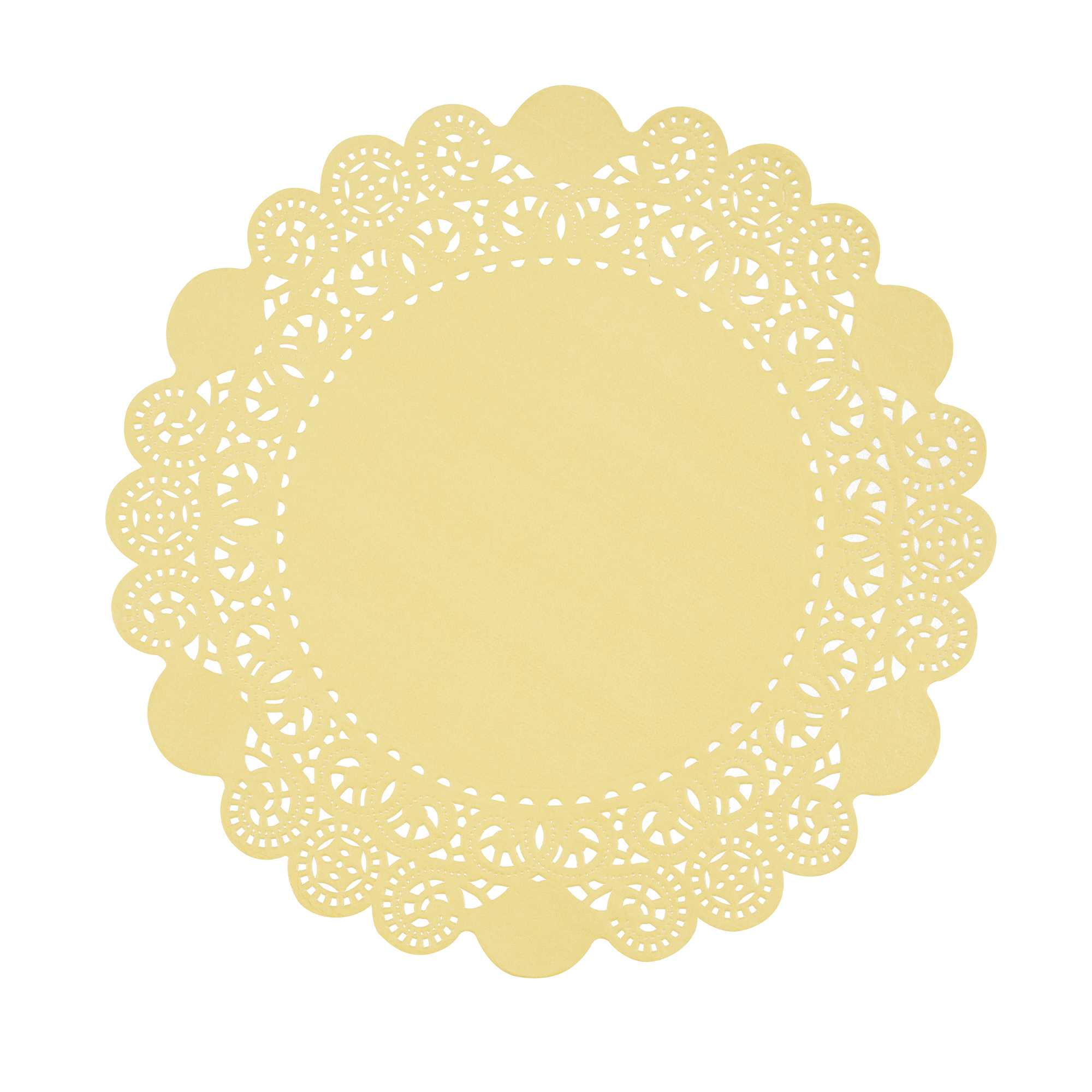 Pastry Tek Round Yellow Paper Doilies - Lace - 8" x 8" - 100 count box