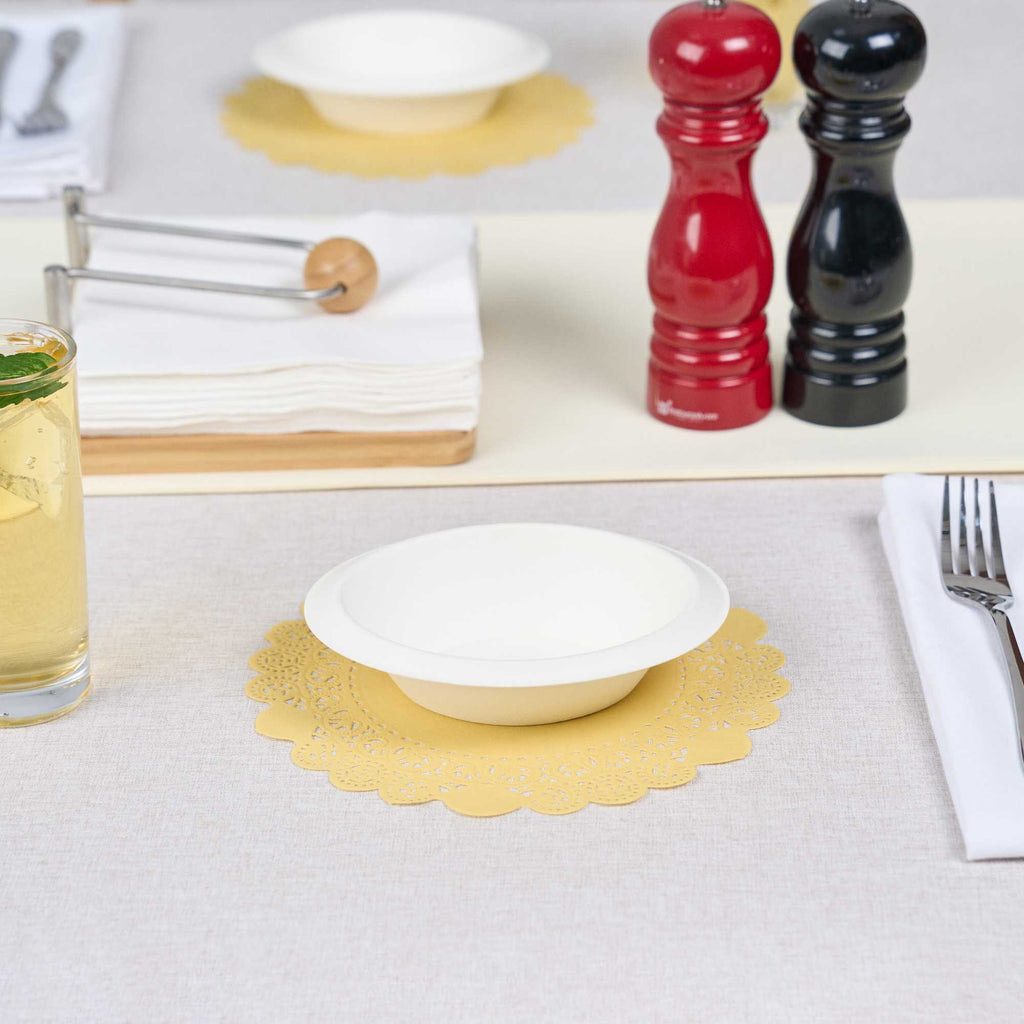 Pastry Tek Round Yellow Paper Doilies - Lace - 8" x 8" - 100 count box