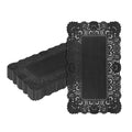 Pastry Tek Rectangle Black Paper Doilies - Lace - 12" x 7" - 100 count box