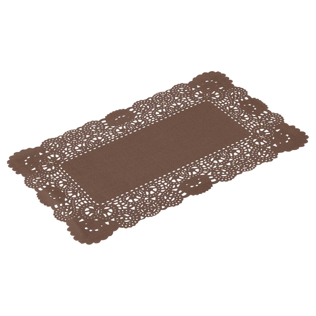 Pastry Tek Rectangle Brown Paper Doilies - Lace - 12" x 7" - 100 count box