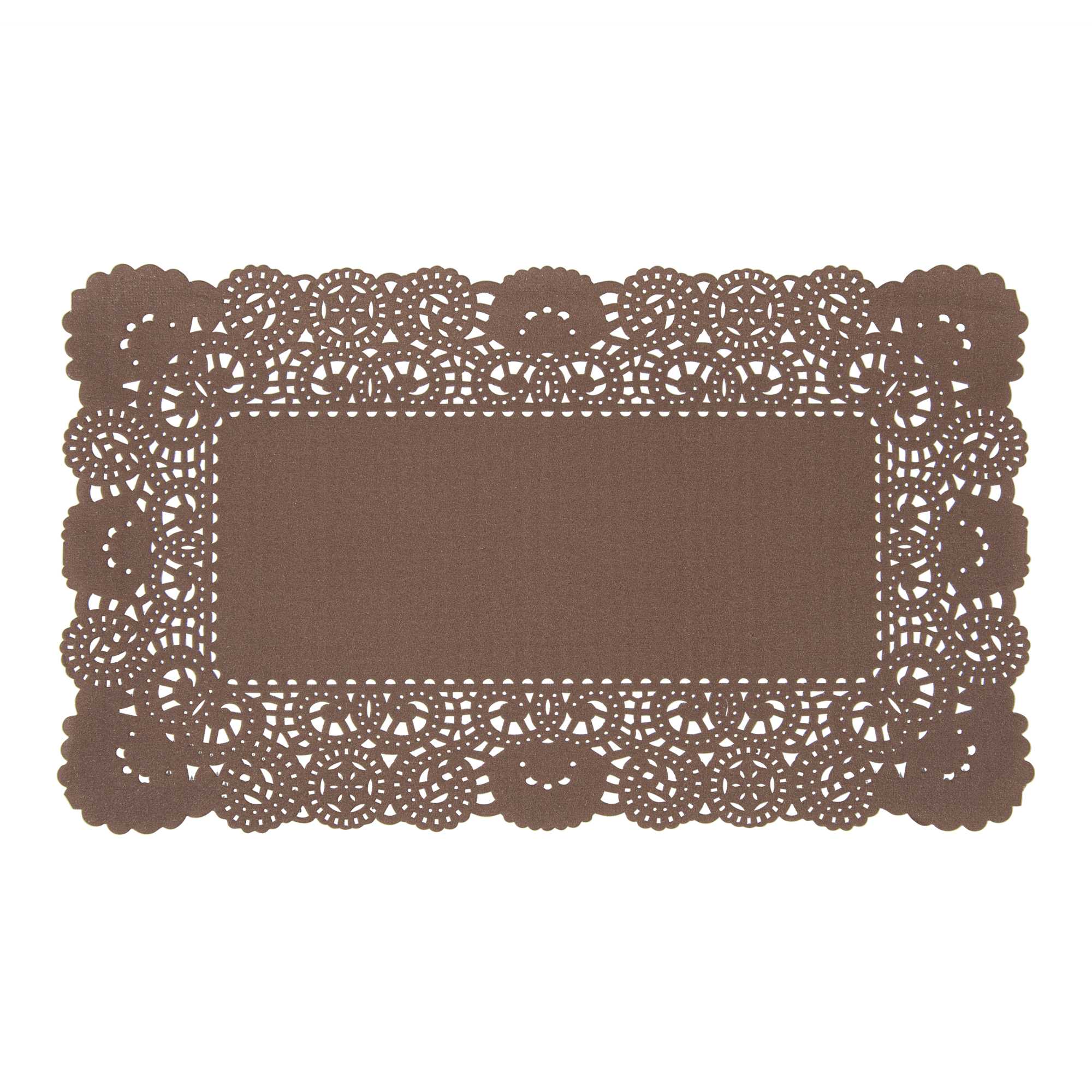 Pastry Tek Rectangle Brown Paper Doilies - Lace - 12" x 7" - 100 count box