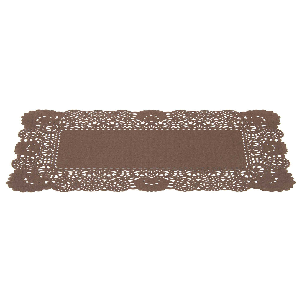 Pastry Tek Rectangle Brown Paper Doilies - Lace - 12" x 7" - 100 count box