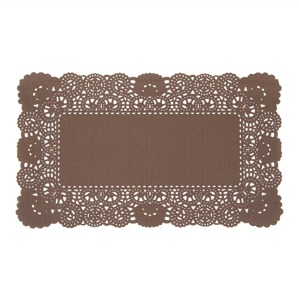 Pastry Tek Rectangle Brown Paper Doilies - Lace - 12" x 7" - 4000 count box