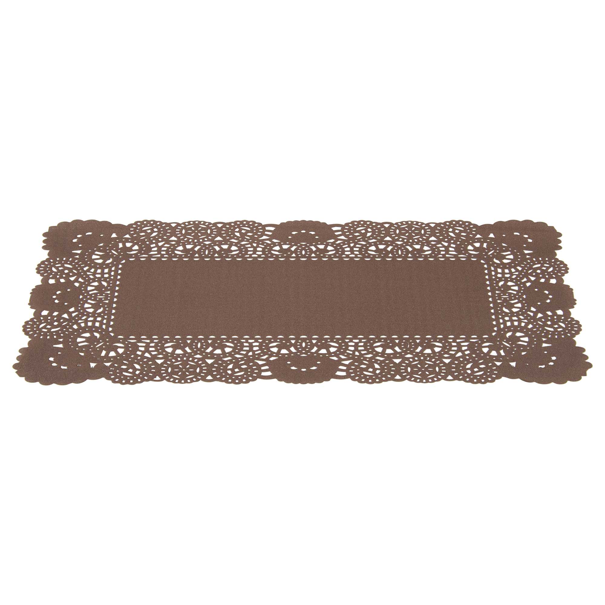 Pastry Tek Rectangle Brown Paper Doilies - Lace - 12" x 7" - 4000 count box