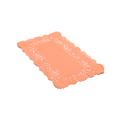 Pastry Tek Rectangle Coral Paper Doilies - Lace - 12" x 7" - 100 count box
