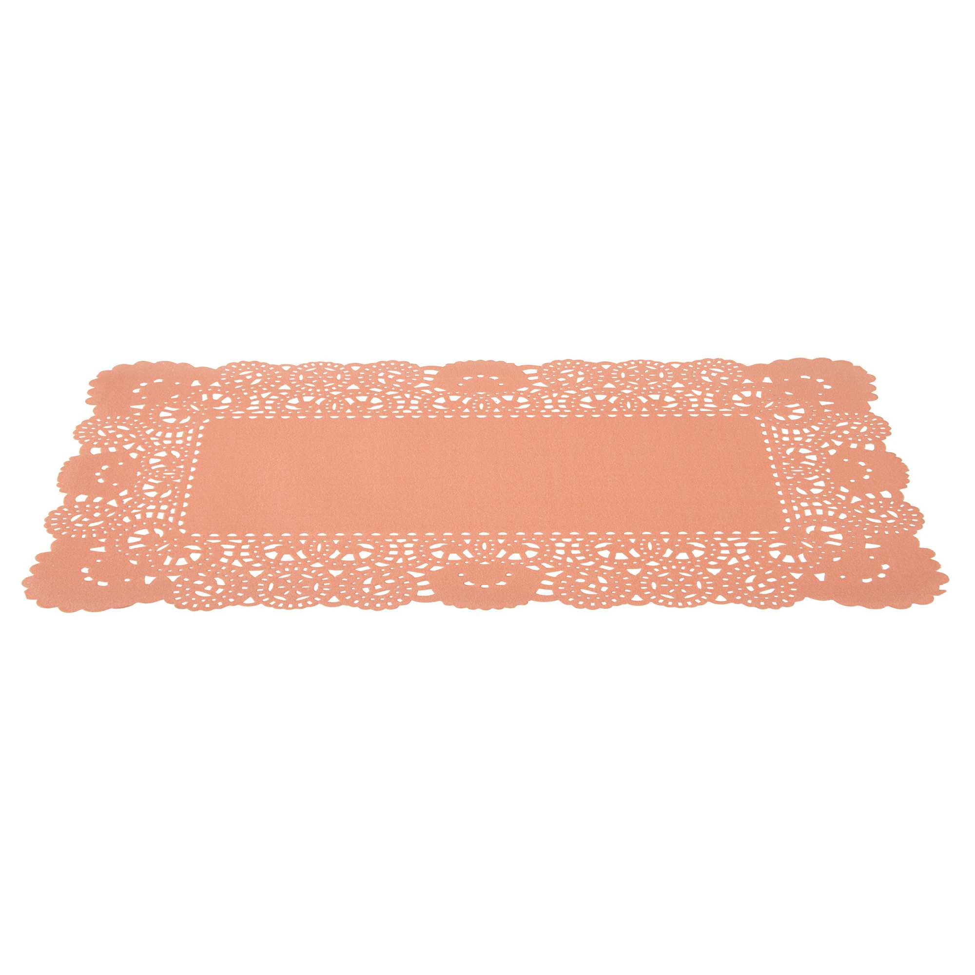 Pastry Tek Rectangle Coral Paper Doilies - Lace - 12" x 7" - 100 count box