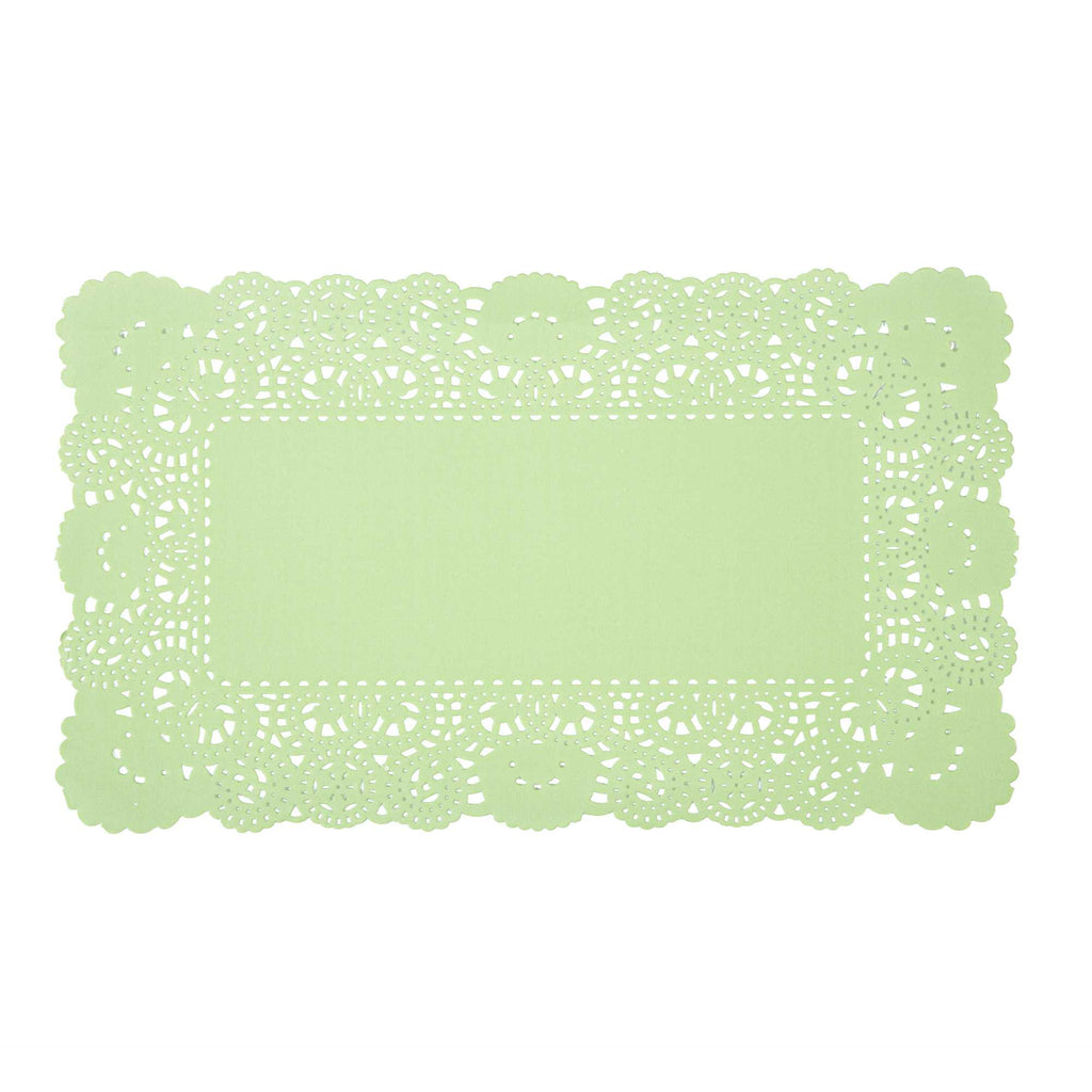 Pastry Tek Rectangle Green Paper Doilies - Lace - 12" x 7" - 100 count box