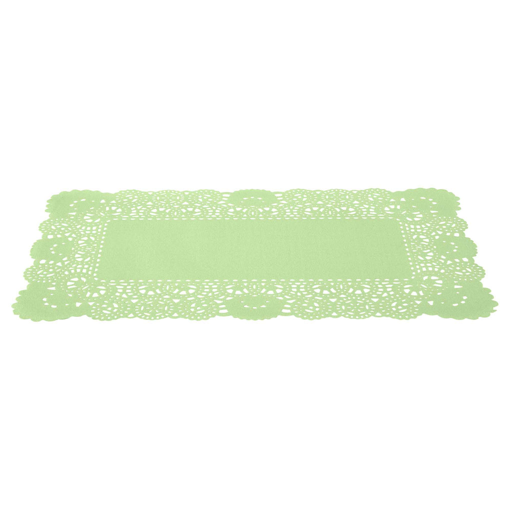 Pastry Tek Rectangle Green Paper Doilies - Lace - 12" x 7" - 100 count box