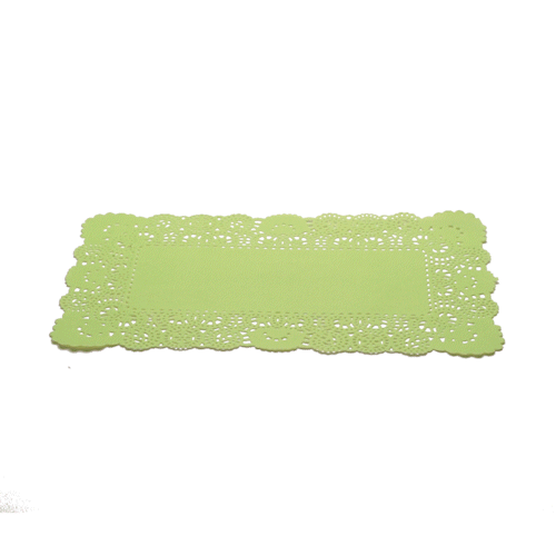 Pastry Tek Rectangle Green Paper Doilies - Lace - 12" x 7" - 4000 count box