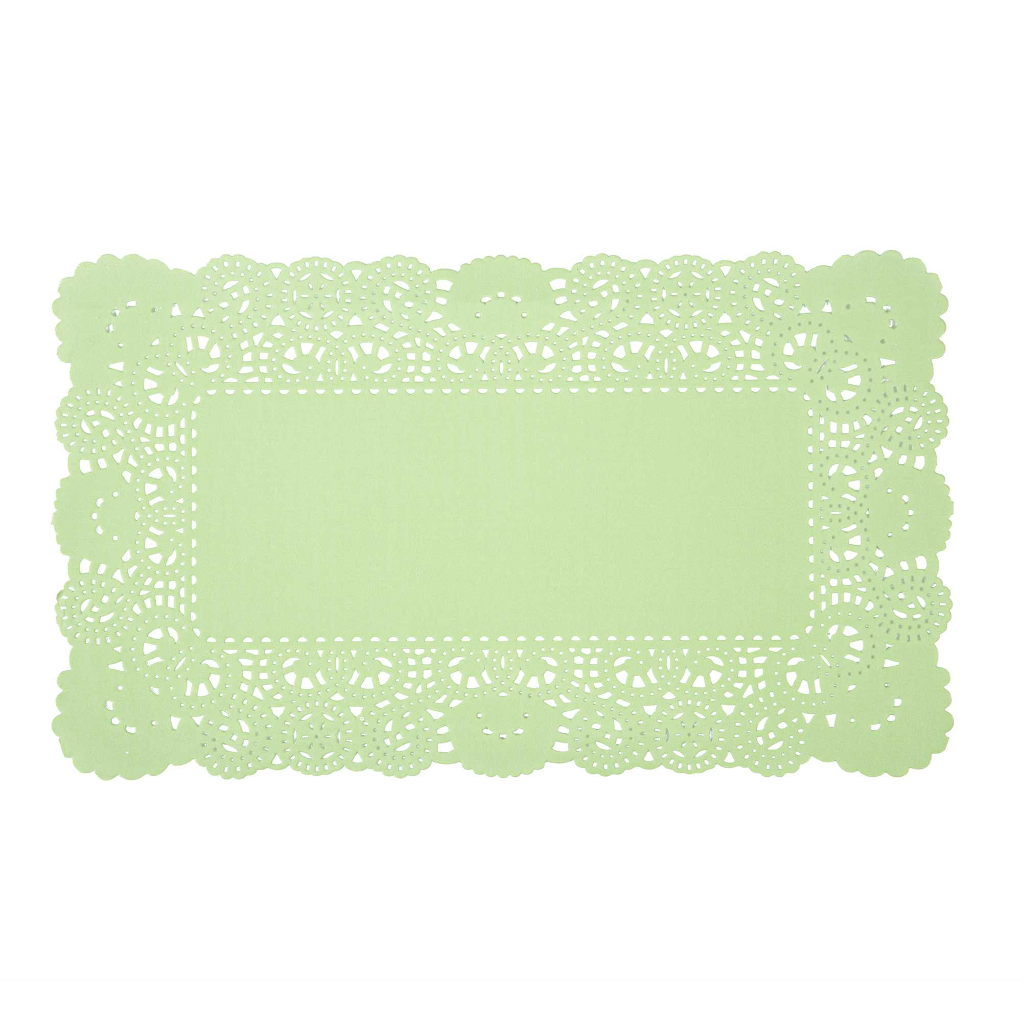 Pastry Tek Rectangle Green Paper Doilies - Lace - 12" x 7" - 4000 count box
