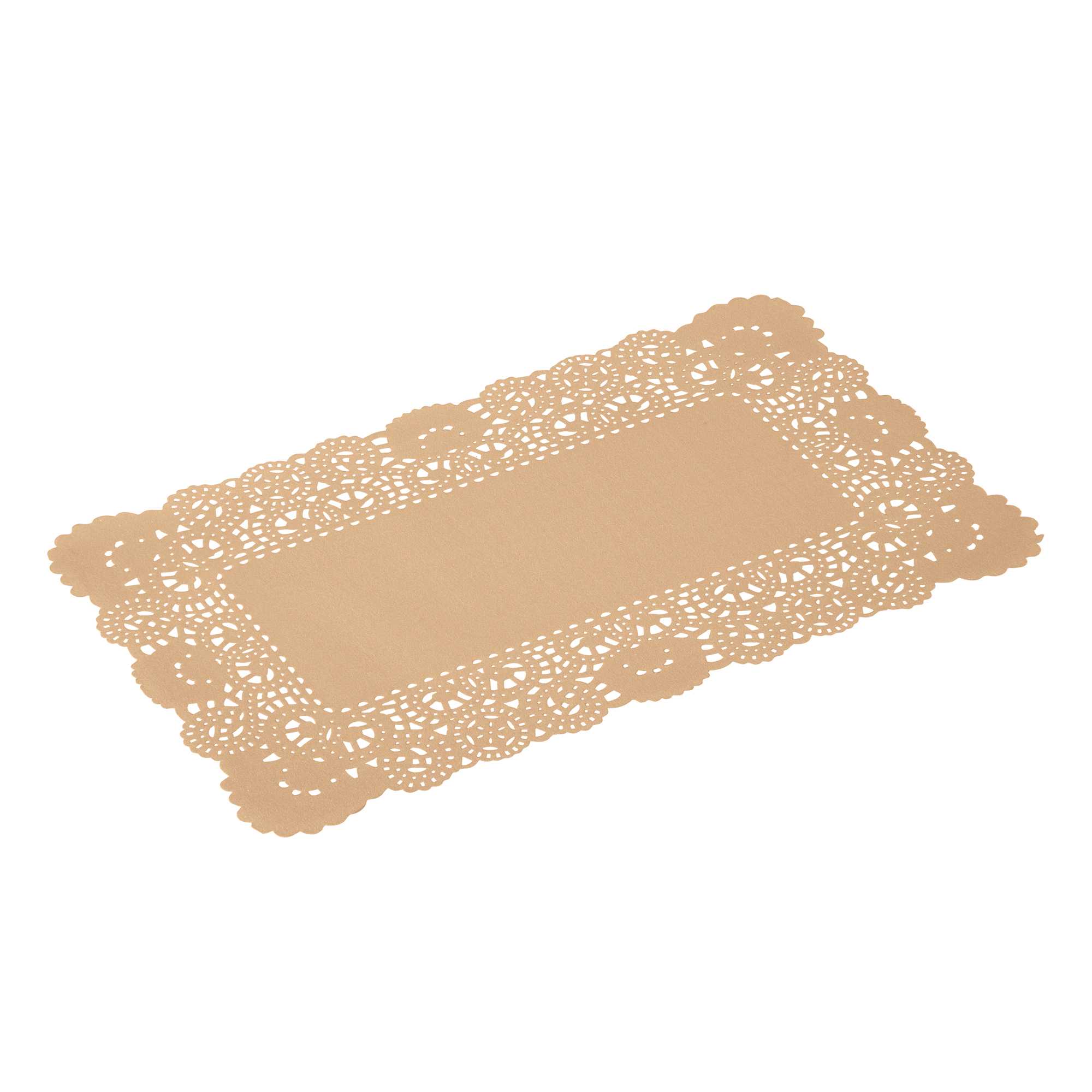 Pastry Tek Rectangle Kraft Paper Doilies - Lace - 12" x 7" - 100 count box