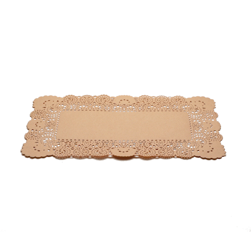 Pastry Tek Rectangle Kraft Paper Doilies - Lace - 12" x 7" - 100 count box