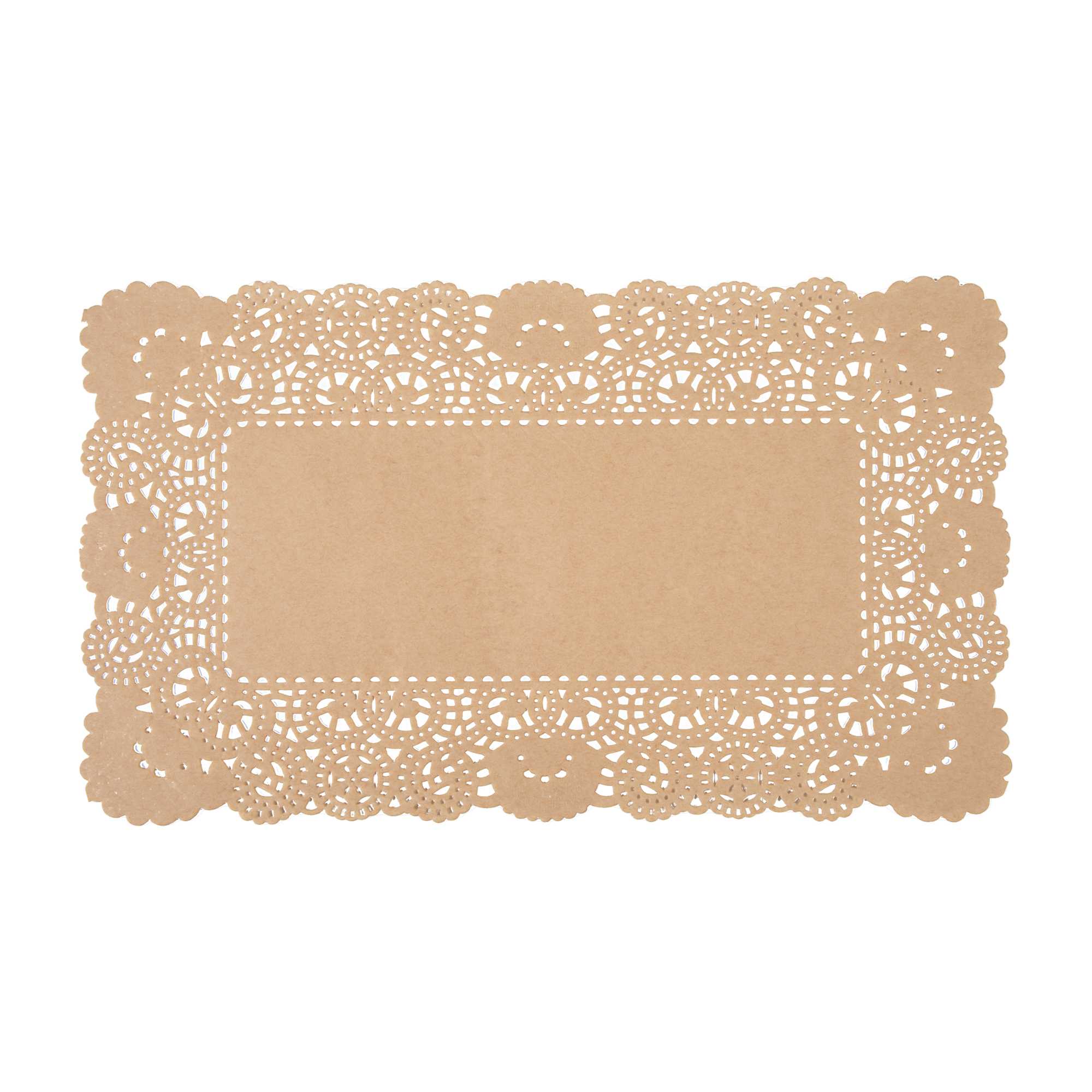 Pastry Tek Rectangle Kraft Paper Doilies - Lace - 12" x 7" - 100 count box