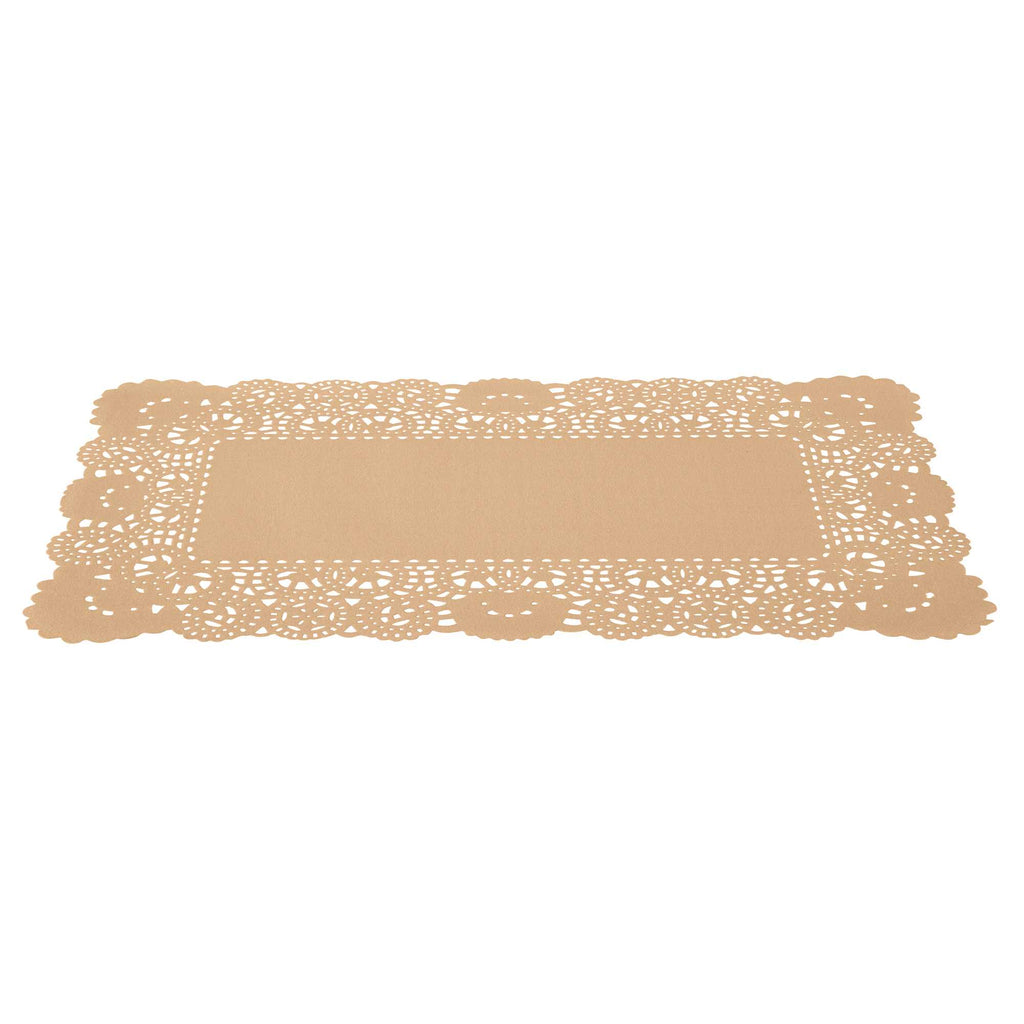 Pastry Tek Rectangle Kraft Paper Doilies - Lace - 12" x 7" - 100 count box