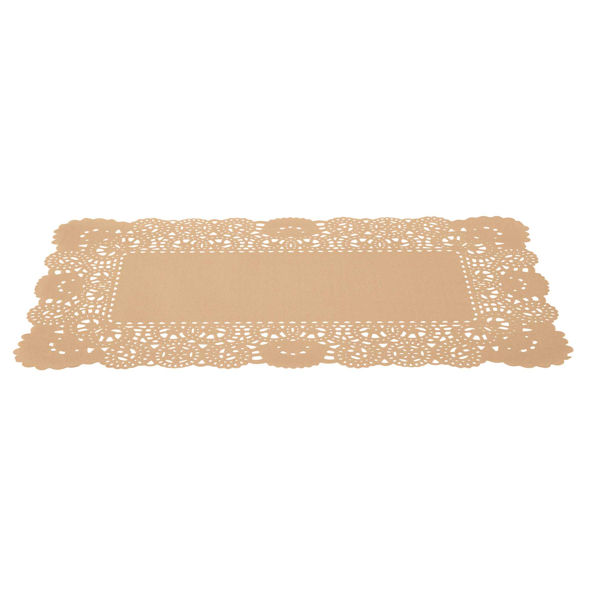 Pastry Tek Rectangle Kraft Paper Doilies - Lace - 12" x 7" - 100 count box