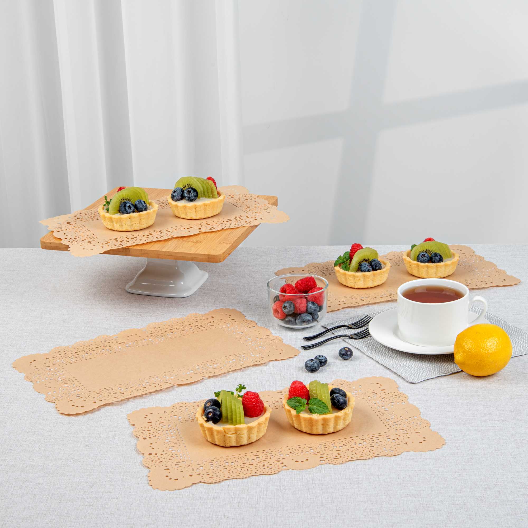 Pastry Tek Rectangle Kraft Paper Doilies - Lace - 12" x 7" - 4000 count box