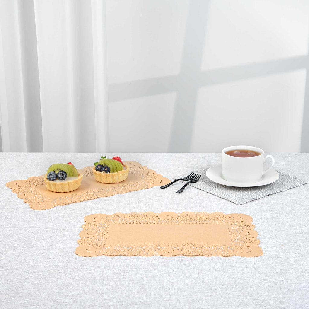 Pastry Tek Rectangle Kraft Paper Doilies - Lace - 12" x 7" - 4000 count box