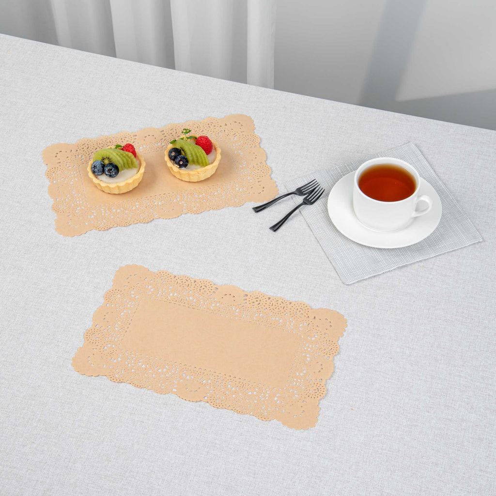 Pastry Tek Rectangle Kraft Paper Doilies - Lace - 12" x 7" - 4000 count box