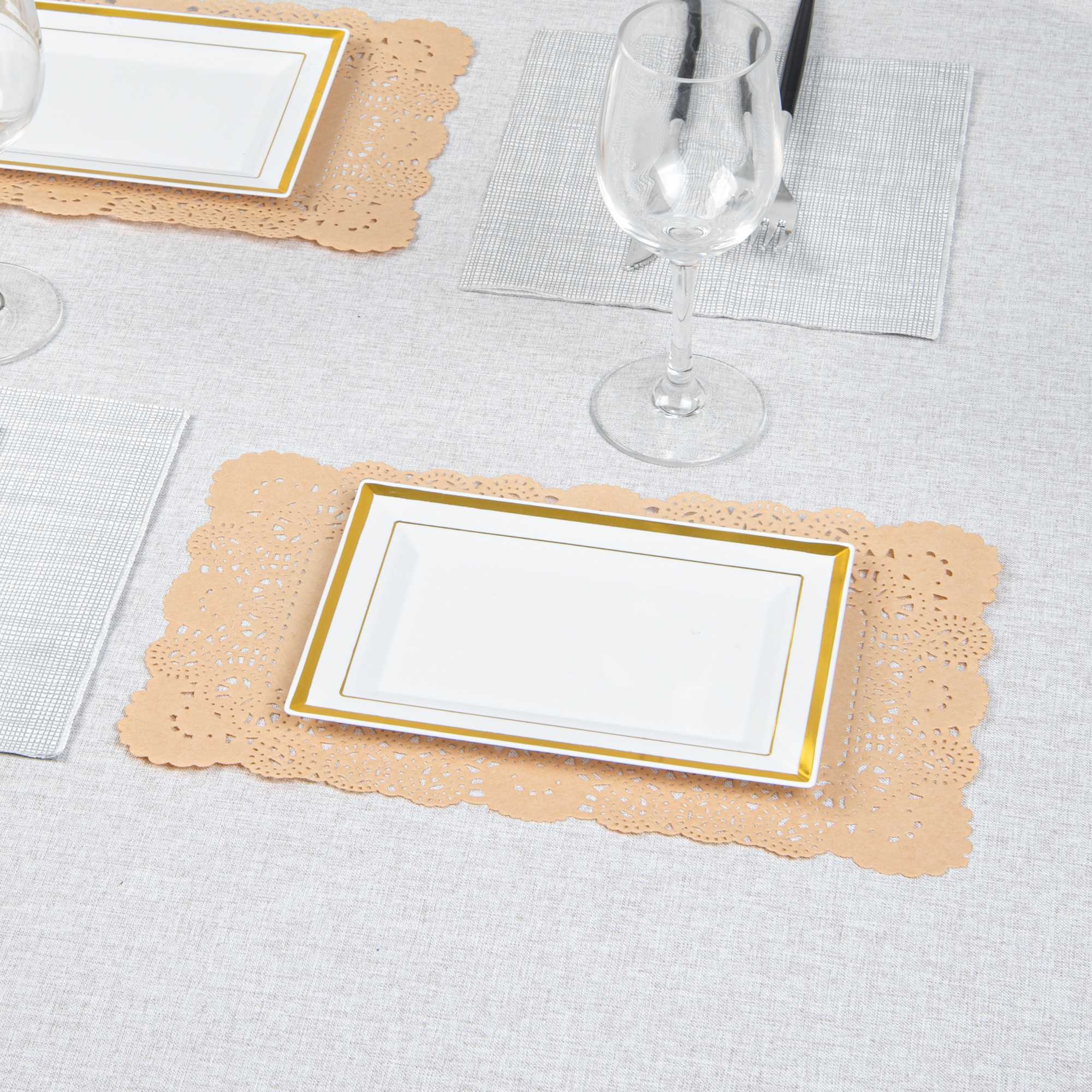 Pastry Tek Rectangle Kraft Paper Doilies - Lace - 12" x 7" - 4000 count box