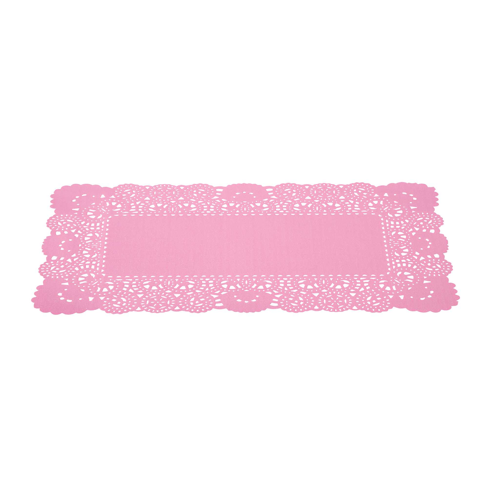 Pastry Tek Rectangle Pink Paper Doilies - Lace - 12" x 7" - 4000 count box