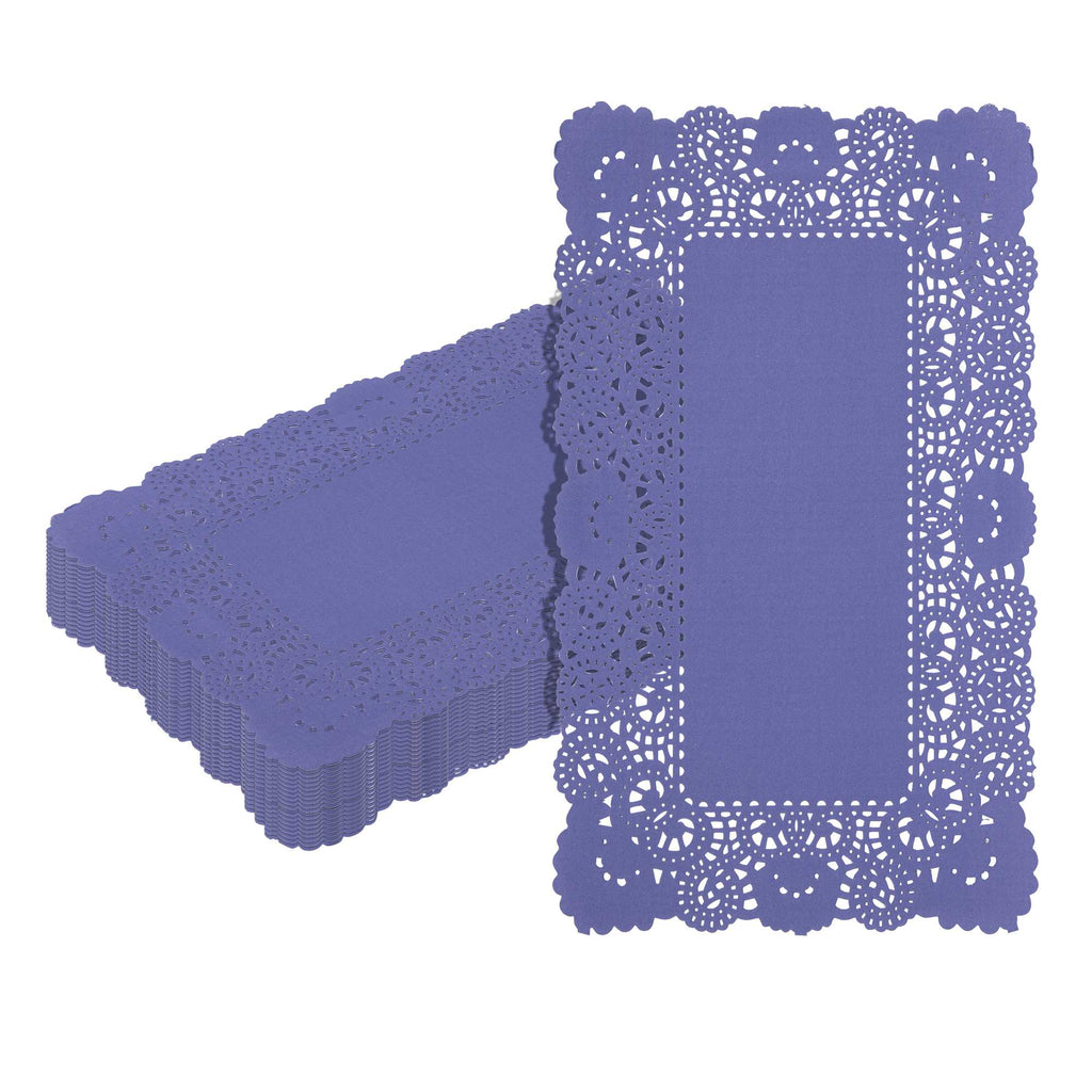 Pastry Tek Rectangle Purple Paper Doilies - Lace - 12" x 7" - 4000 count box