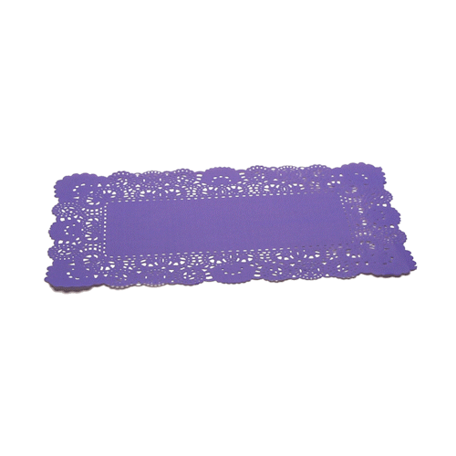 Pastry Tek Rectangle Purple Paper Doilies - Lace - 12" x 7" - 4000 count box