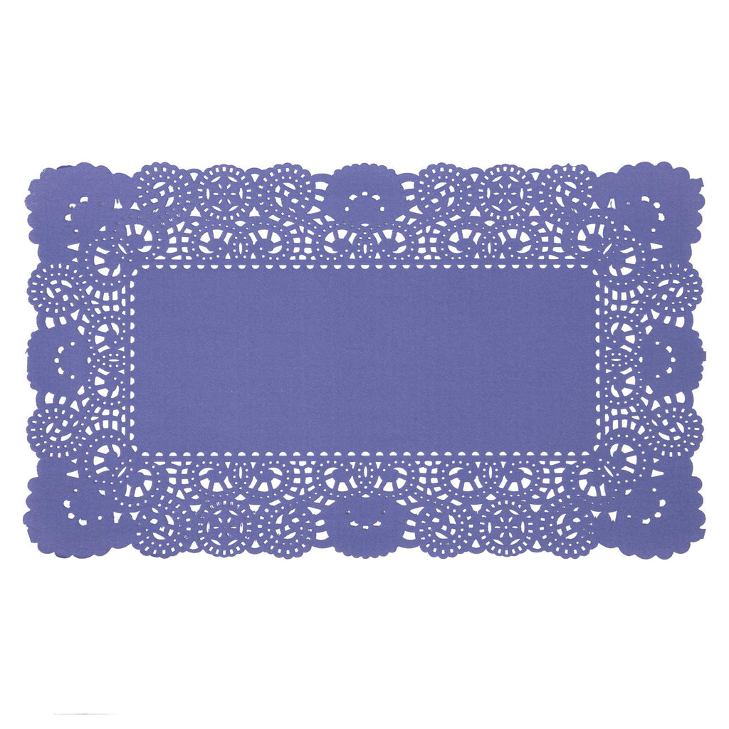 Pastry Tek Rectangle Purple Paper Doilies - Lace - 12" x 7" - 4000 count box