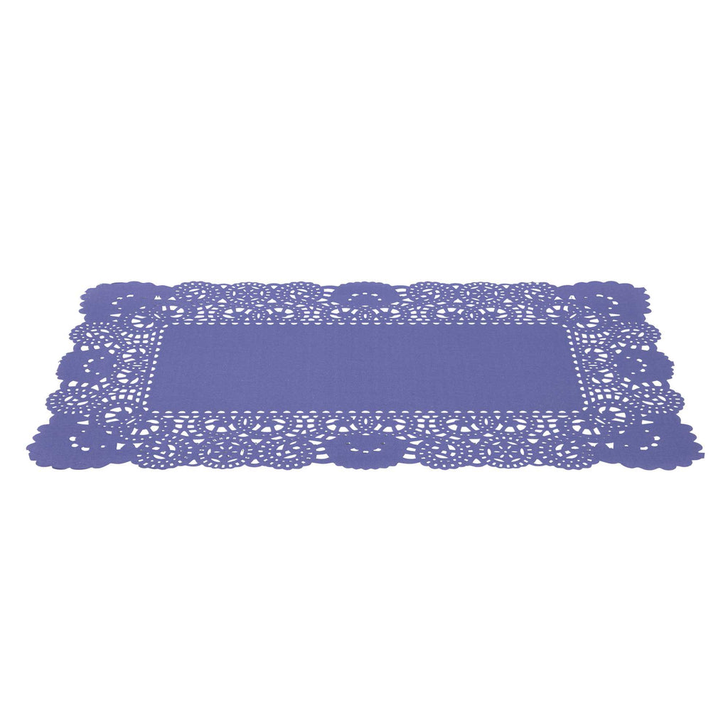 Pastry Tek Rectangle Purple Paper Doilies - Lace - 12" x 7" - 4000 count box