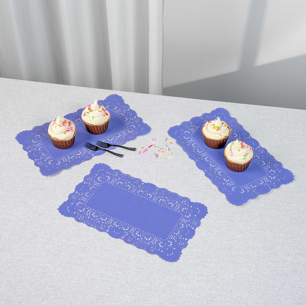 Pastry Tek Rectangle Purple Paper Doilies - Lace - 12" x 7" - 4000 count box