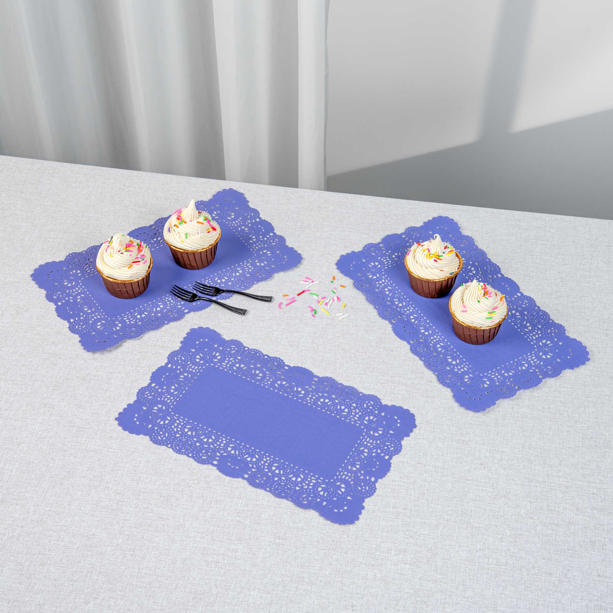 Pastry Tek Rectangle Purple Paper Doilies - Lace - 12" x 7" - 4000 count box