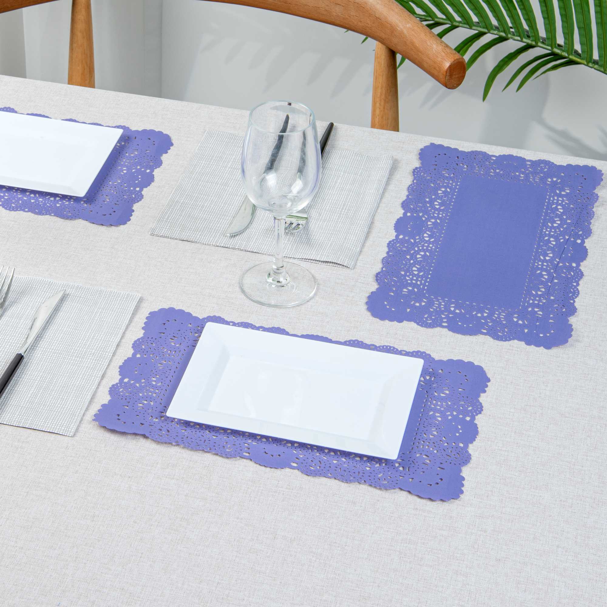 Pastry Tek Rectangle Purple Paper Doilies - Lace - 12" x 7" - 4000 count box
